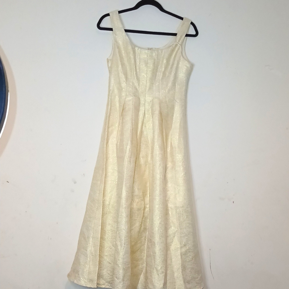 Since Then Gold Damask Sleeveless Dress with zipper at the back | Size: Medium
